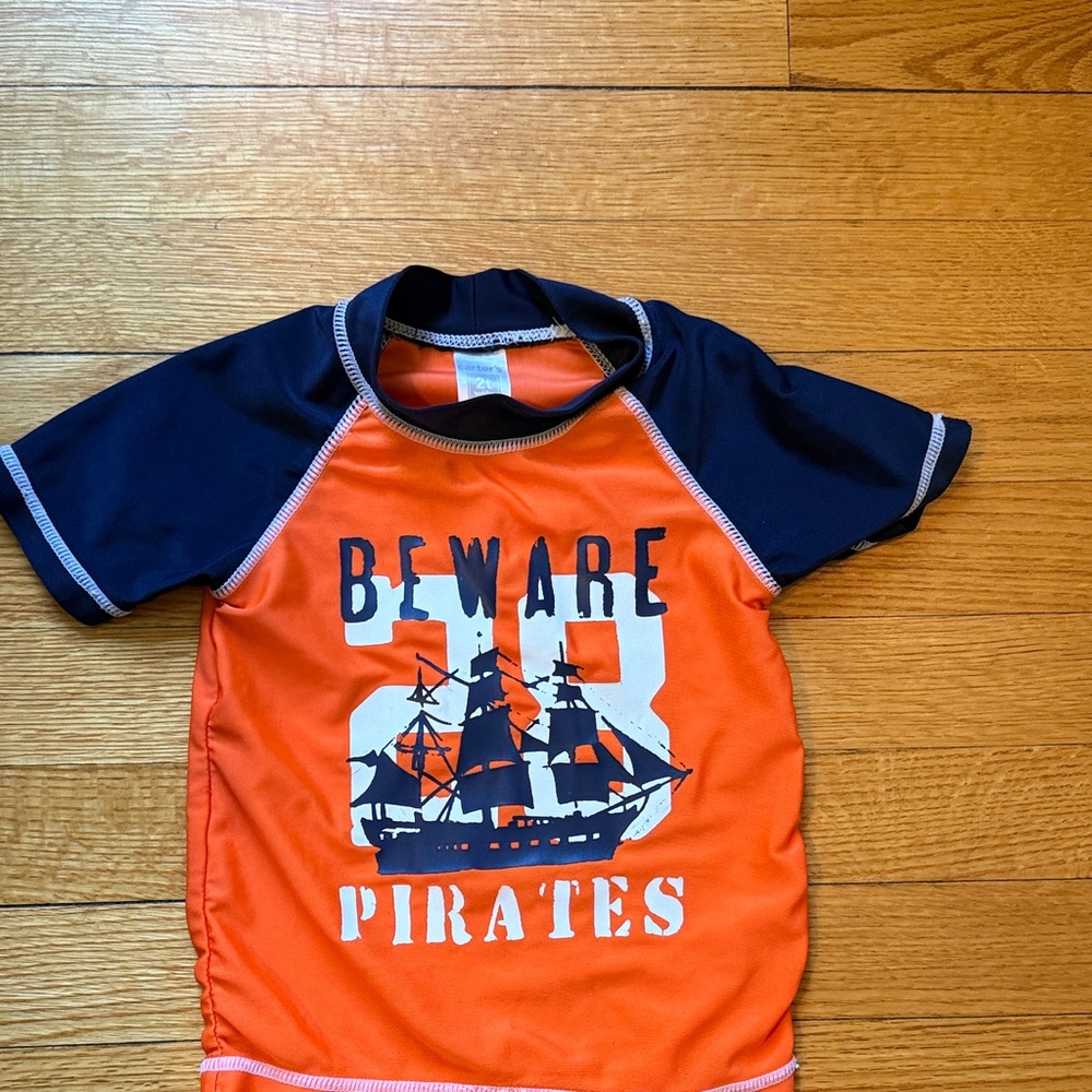 Carter's Orange and Navy Kids Swim Rashguard